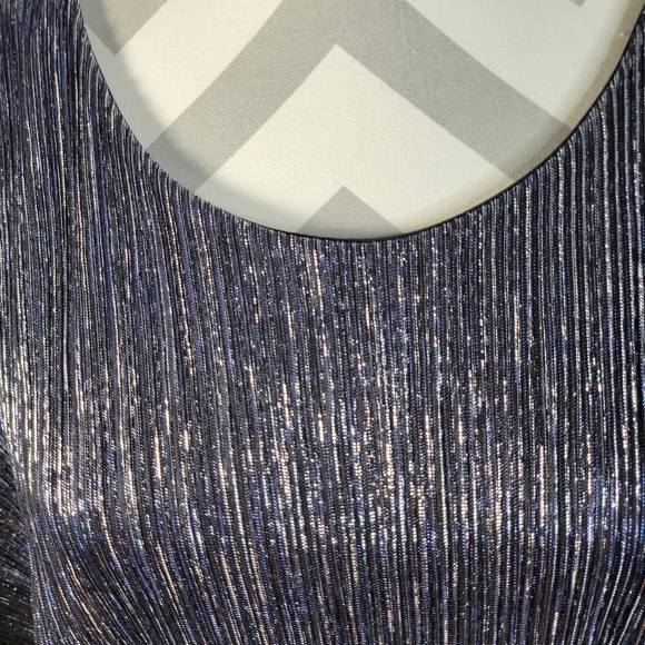 Enfocus Studio Navy Sleeveless dress Navy/silver Attached Poncho Size 10 - Picture 6 of 8